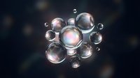 Floating soap bubbles with rainbow reflections on dark background creating dreamy atmosphere for relaxation and meditation concepts.