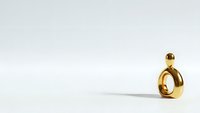 Elegant golden perfume bottle with spherical design on clean white background for luxury cosmetics and fragrance marketing campaigns.