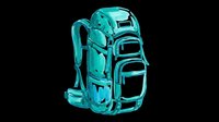 Turquoise hiking backpack with multiple compartments and padded straps, isolated on transparent background. Ready for t-shirt designs, clipart, stickers, print-on-demand products, and sublimation projects.