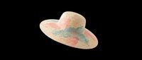 Wide brim straw sun hat with pastel floral pattern, isolated on transparent background. Ready for t-shirt design, stickers, clipart, and print on demand use.