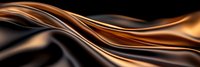 Luxurious flowing copper and black waves create elegant abstract background with smooth metallic texture and dynamic curved lines on dark surface.