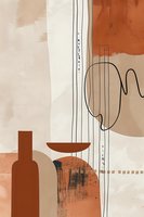 Abstract minimalist composition in earthy terracotta and beige tones featuring geometric shapes, lines, and organic curves. Contemporary wall art for modern interior design.