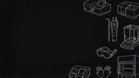 Modern logistics and shipping line art icons on black background with copy space for warehouse management and delivery service design.