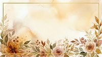 Watercolor floral frame with autumn flowers and leaves on cream background, isolated design element for invitations, cards, and decorative projects.