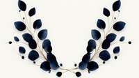 Elegant navy blue watercolor floral wreath with delicate gold stems on cream background, symmetrical botanical arrangement for wedding stationery and invitations.