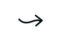 Black curved arrow pointing right on white background isolated for graphic design and presentation use.
