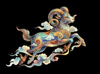 Ornate mythical ram with flowing decorative swirls and vibrant colors, isolated on transparent background. Ready for t-shirt design, clipart, stickers, sublimation, and print-on-demand projects.
