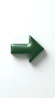 Green glossy arrow pointing right isolated on white background for web design, presentations and navigation elements.
