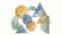 Abstract watercolor geometric shapes in soft earth tones with overlapping circles and triangles creating modern minimalist composition for contemporary design.