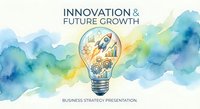 Watercolor lightbulb with rocket and gears symbolizing innovation and future growth for business strategy presentations and creative concepts.