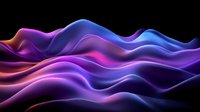 Abstract flowing waves in vibrant purple, blue and pink neon colors against black background create dynamic motion effect for modern design projects and presentations.