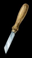 Watercolor wood chisel with wooden handle isolated on transparent background, ready for t-shirt design, stickers, clipart, print on demand, and sublimation projects.