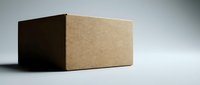 Closed kraft cardboard box with shadow on white background, suitable for product packaging, shipping, storage, and branding mockups.
