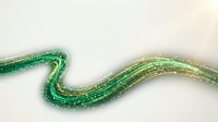 Green glittery serpentine wave with sparkling texture creates flowing curved line against soft gradient background for decorative design projects.