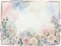 Watercolor floral frame with roses, eucalyptus, and botanical elements on soft pastel background. Isolated design for invitations, cards, and decorative projects.
