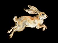 Watercolor brown rabbit leaping in mid-jump, isolated on transparent background. Ready for t-shirt designs, clipart, stickers, print-on-demand products, and sublimation projects.