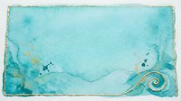 Watercolor ocean wave background with turquoise blue tones, gold accents, and distressed edges. Isolated design element suitable for invitations, cards, and digital projects.