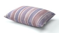 Striped pillow with vertical bands in mauve, lavender, and taupe tones. Soft furnishing for bedroom, living room, or home decor projects.
