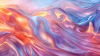 Abstract fluid art background with flowing orange and blue colors creating dynamic waves and swirls, glowing magical effect with sparkles and smooth satin texture.