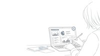 Professional businesswoman analyzing financial data and charts on laptop computer for business analytics and reporting tasks.