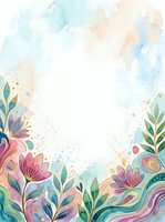 Watercolor floral frame with pink and purple flowers, green foliage, and gold accents on white background. Isolated design element suitable for invitations, greeting cards, and social media graphics.