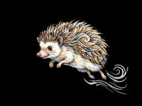 Running hedgehog with colorful decorative spines, isolated on transparent background. Great for t-shirt design, stickers, clipart, print on demand, and sublimation projects.