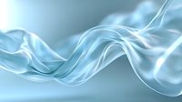 Ethereal flowing smoke waves in light blue and white create graceful curves against soft gradient background, abstract artistic design for modern backgrounds.