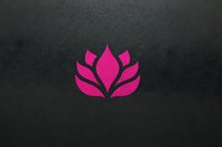 Pink lotus flower logo on dark textured background for branding, wellness, spa, meditation, yoga business identity and spiritual design projects.
