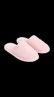 Pair of soft pink plush slippers isolated on transparent background, ready for t-shirt design, clipart, stickers, print-on-demand products and sublimation projects.