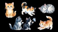 Cute kittens and cats collection isolated on transparent background, ready for t-shirt designs, stickers, clipart, print-on-demand products and sublimation projects.