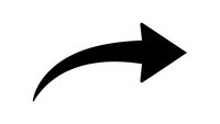 Black curved arrow pointing right on white background isolated for graphic design and presentation use.