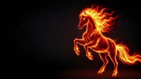 Fiery horse silhouette with flames creating dramatic orange and red light effects on dark background for fantasy designs and creative projects.