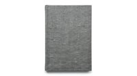 Gray linen fabric textile swatch isolated on white background, ready for design mockups, interior decor projects, and product presentations.