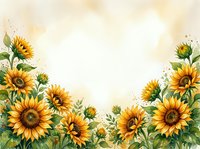 Watercolor sunflowers frame with copy space on white background, isolated for greeting cards, invitations, and summer floral designs.
