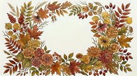 Watercolor autumn wreath with maple leaves, chrysanthemums, roses, and berries on white background, forming an oval frame for seasonal design.