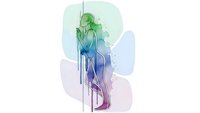Abstract gradient figure with flowing lines and organic shapes in green blue purple tones for modern digital art and creative design projects.