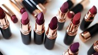 Luxury lipstick collection in rich berry and nude shades with rose gold packaging, perfect for beauty and cosmetics marketing campaigns.