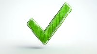 Green checkmark symbol drawn in sketchy style with shading and shadow on white background, isolated design element for approval and success concepts.