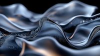 Abstract liquid metal waves with silver chrome surface creating flowing dynamic patterns on black background for modern design projects.
