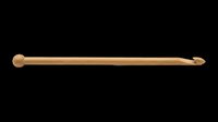 Wooden crochet hook with rounded knob handle and pointed tip, isolated on transparent background. Ready for craft tutorials, knitting guides, design projects, t-shirt graphics, and print-on-demand products.