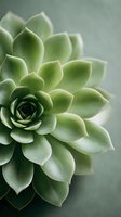 Close-up macro view of green succulent plant with thick fleshy leaves arranged in geometric spiral pattern for botanical and nature photography projects.