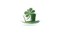 Green leprechaun hat with shamrock clover leaf isolated on white background, suitable for St Patrick's Day holiday designs and celebrations.