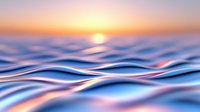 Mesmerizing waves of blue and orange create abstract pattern with sunset glow, soft flowing curves reflect light in peaceful tranquil composition.