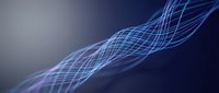 Abstract blue flowing lines creating dynamic wave pattern on dark gradient background for modern digital design and technology concepts.