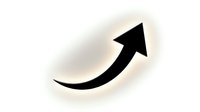 Black curved arrow pointing upward on transparent background isolated for graphic design and business presentations.