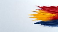 Vibrant brush strokes in red, yellow and navy blue colors on white background create dynamic motion effect, suitable for modern abstract wall art and creative design projects.