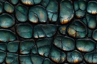 Textured emerald green crocodile skin pattern with golden highlights showing detailed scales, cracks and natural leather surface structure. Macro photography.