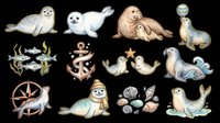 Seal lion walrus and sea lion marine mammals isolated on transparent background, ready for t-shirt design, clipart, stickers, print-on-demand products and sublimation projects.