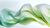 Flowing abstract green and white waves create smooth curved lines against white background, modern minimalist design for business presentations and layouts.
