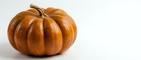 Orange pumpkin with natural stem isolated on white background for autumn harvest decorations, Halloween designs, and seasonal crafts.